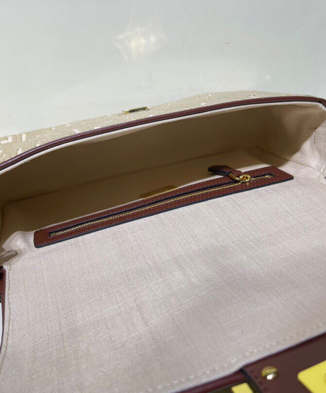 Fendi Baguette FF Canvas Bag 8BR600 Cream